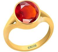 Suruchi Gems & Jewels Anillo chapado en oro de 22 quilates con piedras preciosas astrológicas de Hesonita/Gomed de 4,25 o 3,9 quilates para hombres y mujeres, Piedra preciosa, Hessonita