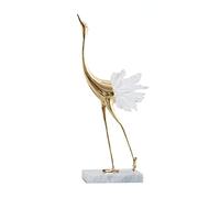 suruim Elegantes estatuas de pájaro grulla dorada con detalles de cola de cristal, figuras decorativas de latón para decoración del hogar (blanco A)