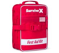 SurviveX Kit de primeros auxilios grande para coche, viajes y hogar, kit de emergencia para senderismo, camping, mochileros y aventuras al aire libre, incluye tiras de cierre de cremallera