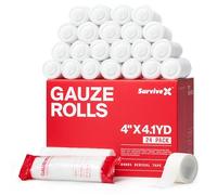 SurviveX Rollos de gasa de alta calidad, gasa elástica, envolturas de gasa para heridas, vendajes de gasa ajustables, 4 pulgadas x 14 pies, paquete de 24