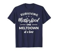 Surviving Motherhood One Meltdown At A Time Camiseta Camiseta, Hombre, Azul Marino, S