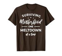 Surviving Motherhood One Meltdown At A Time Camiseta Camiseta, Hombre, Marrón, 3XL