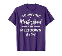 Surviving Motherhood One Meltdown At A Time Camiseta Camiseta, Hombre, Morado, L