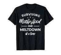 Surviving Motherhood One Meltdown At A Time Camiseta Camiseta, Hombre, Negro, 5XL