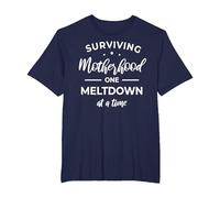 Surviving Motherhood One Meltdown At A Time Camiseta Camiseta, Hombre Tallas Grandes, Azul Marino, 5X Alto
