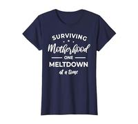 Surviving Motherhood One Meltdown At A Time Camiseta Camiseta, Mujer, Azul Marino, M