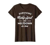 Surviving Motherhood One Meltdown At A Time Camiseta Camiseta, Mujer, Marrón, XL