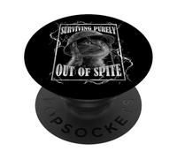 Surviving out of Spite Funny Cat Dramatic Lightning Band PopSockets PopGrip Adhesivo