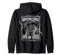 Surviving out of Spite Funny Cat Dramatic Lightning Band Sudadera con Capucha