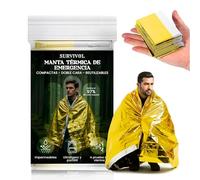SURVIVOL - Pack 10 Mantas Termicas Supervivencia - Mantas Calor Termico de Emergencia de Aluminio - Emergency Blanket para Kit Preparacionismo Mantener Calor, Anti Viento y Lluvia.