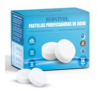 SURVIVOL Pastillas Purificadoras de Agua - Tabletas de Purificación 30 Unidades - Purificador de Agua para Autocaravanas, Senderismo, Barcos y Camper en Depósitos de Agua.
