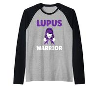Survivor Fighter Purple Support Awareness Warrior Lupus Camiseta Manga Raglan