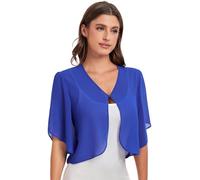 SURVODJA Cárdigan corto de gasa para mujer, suéteres ligeros de manga corta para vestido, Azul Real, S