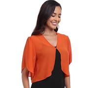 SURVODJA Cárdigans de Chiffón Recortados para Mujer, Suéteres Ligeros de Manga Corta, Bolero de Hombros para Vestido, Naranja, XL