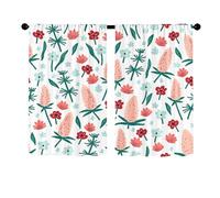 Surwin 2 Piezas Cortinas Cortas para Ventanas, Flores Estampado Cocina Cortina de Bistró Puerta Cocina Valance con Bolsillo Decoración Hogar para Dormitorio Ventana Comedor (Rosa,65x115cm)