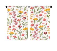 Surwin 2 Piezas Cortinas Cortas para Ventanas, Flores Estampado Cocina Cortina de Bistró Puerta Cocina Valance con Bolsillo Decoración Hogar para Dormitorio Ventana Comedor (Minimalista,60x60cm)