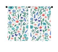 Surwin 2 Piezas Cortinas Cortas para Ventanas, Flores Estampado Cocina Cortina de Bistró Puerta Cocina Valance con Bolsillo Decoración Hogar para Dormitorio Ventana Comedor (Lavanda,65x60cm)