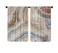 Surwin 2 Piezas Cortinas Cortas Ventanas Cocina Cortina de Bistró de Estampado de Mármol Puerta para Ventana, Comedor, Cafetería, Dormitorio, Decoración del Hogar (Patrón de mármol 1,90x60cm)