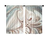 Surwin 2 Piezas Cortinas Cortas Ventanas Cocina Cortina de Bistró de Estampado de Mármol Puerta para Ventana, Comedor, Cafetería, Dormitorio, Decoración del Hogar (Patrón de mármol 8,60x60cm)