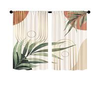 Surwin 2 Piezas Cortinas Cortas Ventanas Cocina Cortina de Bistró de Impresiones Abstractas Puerta para Ventana, Comedor, Cafetería, Dormitorio, Decoración del Hogar (Estilo mediterráneo,60x45cm)