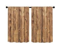 Surwin 2 Piezas Cortinas Cortas Ventanas Cocina Cortina de Bistró de Veta de Madera Puerta para Ventana, Comedor, Cafetería, Dormitorio, Decoración del Hogar (Madera,60x45cm)