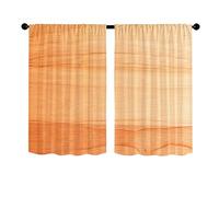 Surwin 2 Piezas Cortinas Cortas Ventanas Cocina Cortina de Bistró de Veta de Madera Puerta para Ventana, Comedor, Cafetería, Dormitorio, Decoración del Hogar (Madera Naranja,60x90cm)