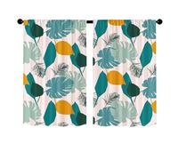 Surwin 2 Piezas Cortinas Cortas Ventanas Cocina Cortina de Bistró Impresión de Plantas en 3D Puerta para Ventana, Comedor, Cafetería, Dormitorio, Decoración del Hogar (Selva Tropical,140x145cm)