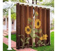 Surwin 2 Piezas Estilo Floral Moderno Cortinas Exterior Impermeable,Cortina Opaca con Ojales,Cortinas Blackout Protección Solar, Lonas Impermeables Exterior Balcón,Porche (Girasol,106x160cm)