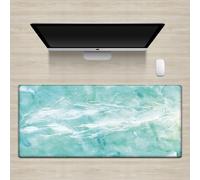Surwin 3D Mármol Alfombrilla para Ratón Grande Gaming Mousepad Teclado Almohadilla de Escritorio, Mouse Pad para Ordenador Gamers PC y Portátil (400x900mm,Cian)