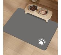 Surwin Absorbente Alfombrilla para Comedero para Perro y Gato, Tapete para Comer de Mascotas Antideslizante Secado Rápido, Protege el Suelo de Derrames de Agua y Comida (Cachorro - Gris,80x120cm)