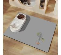 Surwin Alfombrilla Comedero Perros y Gatos Absorbente, Tapete de Comida Secado Rápido Antideslizante, Alfombrilla de Mascotas Gris, Protege el Suelo de Derrames de Agua (Florero,40x60cm)