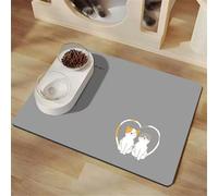 Surwin Alfombrilla Comedero Perros y Gatos superabsorbente, Tapete de Comida Secado Rápido Antideslizante, Alfombrilla de Mascotas, Protege el Suelo de Derrames de Agua (Gatito Gris 2,60x90cm)