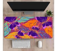 Surwin Alfombrilla para Ratón Gaming, Mousepad Elegante Estampado Floral Morado, Teclado Almohadilla de Escritorio con Base Antideslizante, para Ordenador, Portátil, Escritorio (90x40cm,Estilo D)