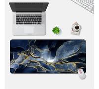 Surwin Alfombrilla para Ratón Gaming, Mousepad Patrón de Mármol Moderno, Teclado Almohadilla de Escritorio con Base Antideslizante, para Ordenador, Portátil, Escritorio (300x800x3mm,Azul Oscuro)
