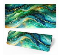 Surwin Alfombrilla para Ratón, Grande Gaming Mousepad Antideslizante, Teclado Almohadilla de Escritorio, Impresión Abstracto Mármol Mouse Pad para Ordenador, PC (Verde,900x400mm)