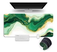 Surwin Alfombrilla para Ratón Grande Gaming Mousepad, Mármol 3D Teclado Almohadilla de Escritorio, Mouse Pad para Ordenador Gamers PC y Portátil (400x900mm,Verde 11)
