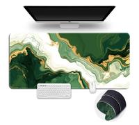 Surwin Alfombrilla para Ratón Grande Gaming Mousepad, Mármol 3D Teclado Almohadilla de Escritorio, Mouse Pad para Ordenador Gamers PC y Portátil (300x800mm,Verde 4)