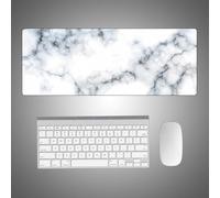 Surwin Alfombrilla para Ratón Grande Gaming Mousepad, Mármol 3D Teclado Almohadilla de Escritorio, Mouse Pad para Ordenador Gamers PC y Portátil Escritorio (900x400mm Espesor 0,4cm,Blanco-Gris)