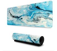 Surwin Alfombrilla para Ratón Grande, Grano de Piedra Mármol Alfombrilla Ratón Gaming Alfombrillas de Ratón Espesor 3mm con Base de Goma Antideslizante Mousepad (600x1200mm,Mármol Azul)