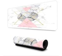 Surwin Alfombrilla para Ratón Grande, Grano de Piedra Mármol Alfombrilla Ratón Gaming Alfombrillas de Ratón Espesor 3mm con Base de Goma Antideslizante Mousepad (500x1000mm,Triángulo Rosa)