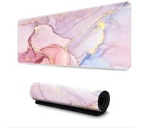 Surwin Alfombrilla para Ratón Grande, Grano de Piedra Mármol Alfombrilla Ratón Gaming Alfombrillas de Ratón Espesor 3mm con Base de Goma Antideslizante Mousepad (300x900mm,Rosa + púrpura)
