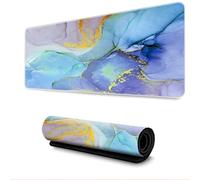 Surwin Alfombrilla para Ratón Grande, Grano de Piedra Mármol Alfombrilla Ratón Gaming Alfombrillas de Ratón Espesor 3mm con Base de Goma Antideslizante Mousepad (300x800mm,Púrpura + Azul)