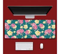 Surwin Alfombrilla para Ratón Grande, Patrón Flor de Peonía Alfombrilla Ratón Gaming Alfombrillas de Ratón Espesor 3mm con Base de Goma Antideslizante (Flor de peonía Amarilla,300x800mm)