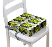 Surwin Asiento Elevador para Niños, Desmontable Portátil Cojines Asiento Infantil con 2 Hebillas para Bebé Silla de Comedor Mesa de Comedor Silla -Tortuga marina 3D (Verde Gris,40x40x10cm)