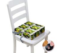 Surwin Asiento Elevador para Niños, Desmontable Portátil Cojines Asiento Infantil con 2 Hebillas Seguridad para Bebé Silla de Comedor Mesa de Comedor Silla de Viaje (tortuga verde,40x40x10cm)