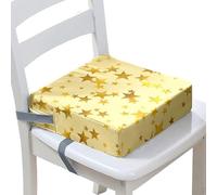 Surwin Asiento Elevador para Niños, Desmontable Portátil Cojines Asiento Infantil con 2 Hebillas Seguridad para Silla de Comedor Mesa de Comedor Silla de Viaje -Estrella (Oro,40x40x10cm)