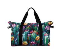 Surwin Bolsa de Mano Viaje, Impresión Cactus 3D Bolsa de Mano Equipaje Bolsas de Viaje 25L con Correa de Hombro Extraíble Bolsas Fin de Semana Bolsa de Deporte/Gimnasio (Flor de Cactus)