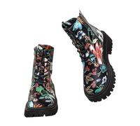 Surwin Botas Invierno para Mujeres, Botas de Plataforma de Slip-on Zapatos Ankle con Cremallera para Otoño e Invierno, Antideslizante Jardín Trabajo Boots 35-43 (Negro y rojo,43)