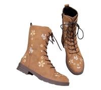 Surwin Botas Invierno para Mujeres, Botas de Plataforma de Slip-on Zapatos Ankle con Cremallera para Otoño e Invierno, Antideslizante Jardín Trabajo Boots 36-43 (910 Caqui,42)