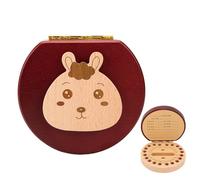 Surwin Caja de Dientes de Leche - Caja en Madera para Niños y Niñas como Regalo Souvenir para Guardar Dientes,Hecho a Mano Caja de Dientes con Patrón de Dientes de Leche (Conejo)